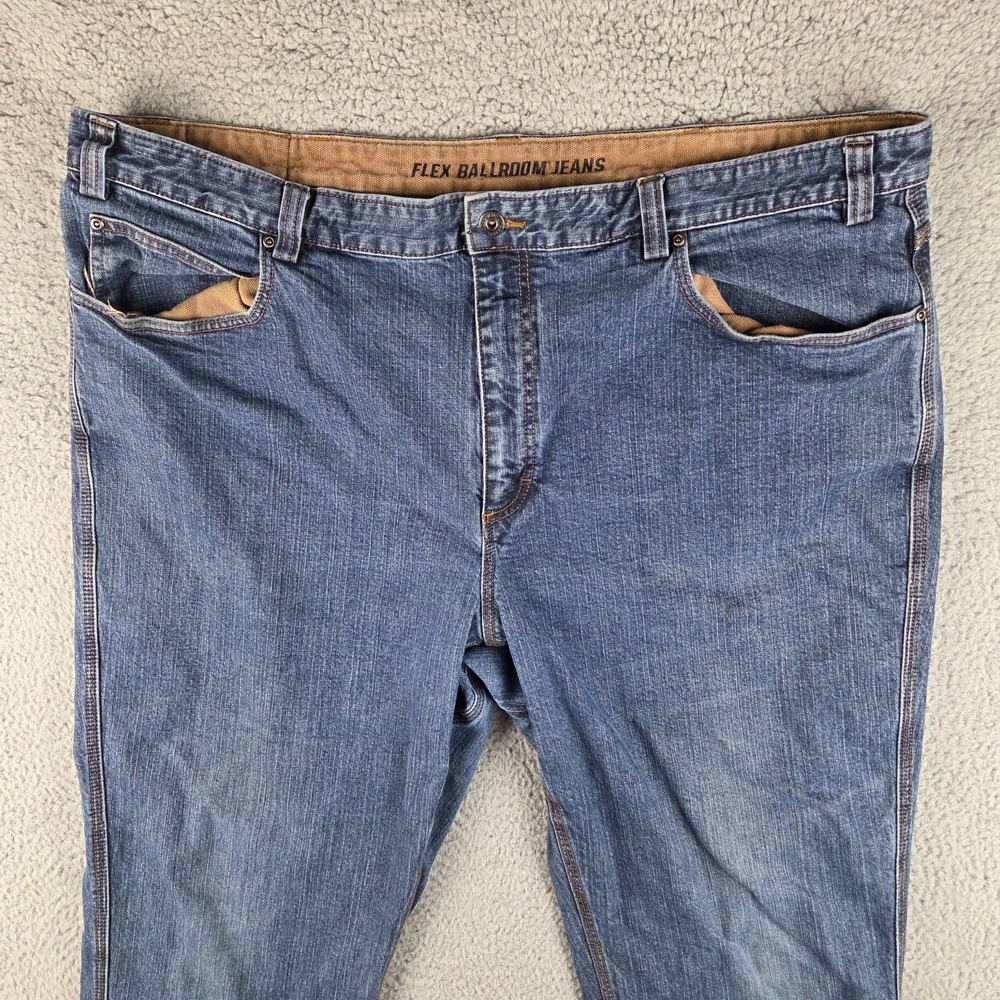Duluth Trading Flex Ballroom Jeans Mens 46x30 (44x29) Blue Relaxed Fit Denim - Picture 2 of 12